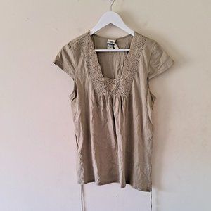 Route 66 Olive Green Top with Tie Belt - L